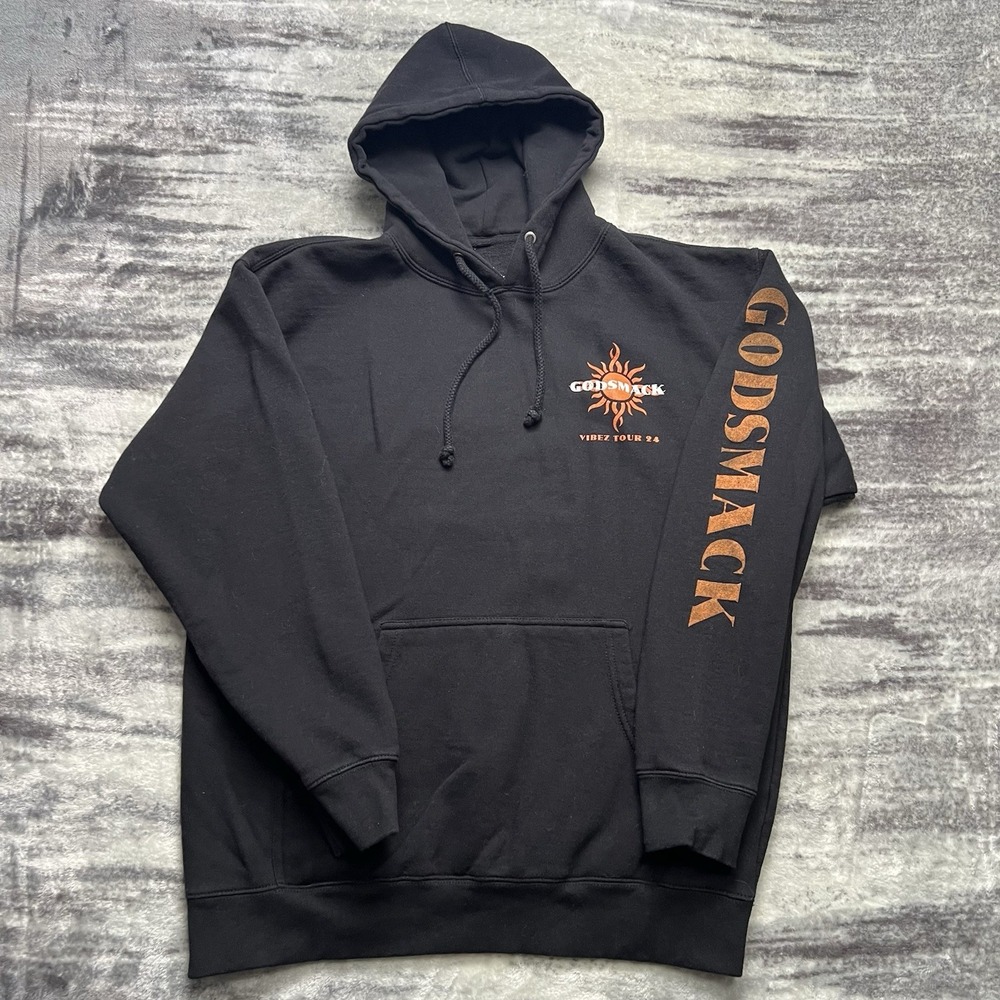 Godsmack Vibez Tour 24 Hoodie Black Men's Size Large Band Nu Metal Rock